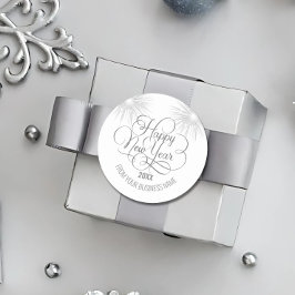 Silver Script Gott nytt år Runt Klistermärke