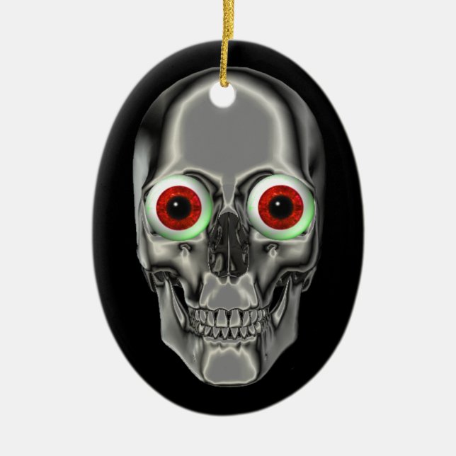 Silver Scull Red Eyebulls Fantasy Ornament (Framsidan)