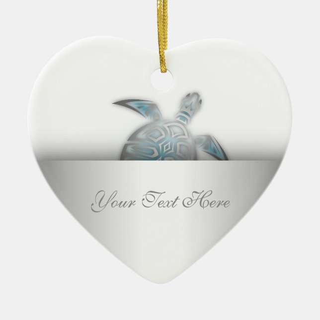 Silver Sea Turtle Animal Julgransprydnad Keramik (Framsidan)