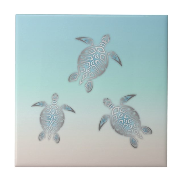 Silver Sea Turtle Beach Kakelplatta (Framsidan)