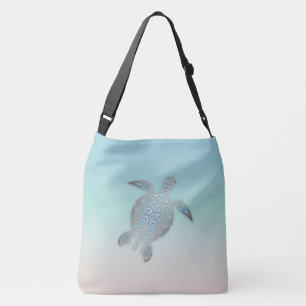 Silver Sea Turtle Beach Stil Turquise Coastal Axelväska