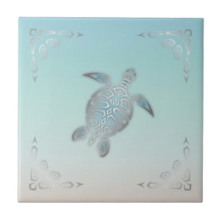 Silver Sea Turtle Beach Style Kakelplatta