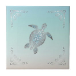 Silver Sea Turtle Strandstil  Kakelplatta