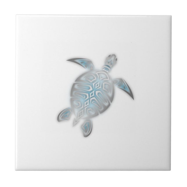 Silver Sea Turtle White Coastal Tropical Maritime Kakelplatta (Framsidan)