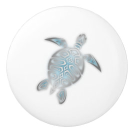 Silver Sea Turtle White Nautical Knopp