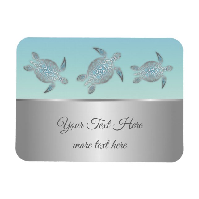 Silver Sea Turtles Beach Stil Magnet (Horisontell)