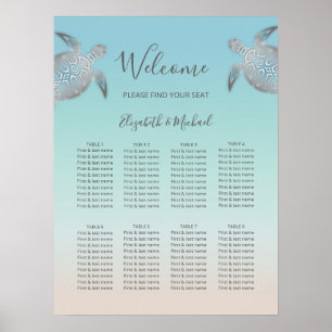 Silver Sea Turtles Beach Wedding Poster