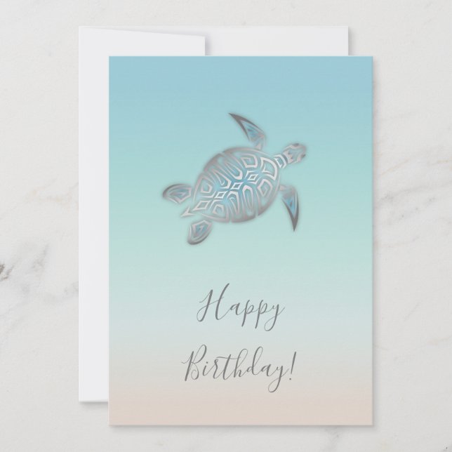 Silver Sea Turtles Birthday Kort (Framsida)