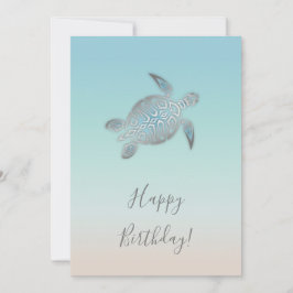 Silver Sea Turtles Birthday Kort