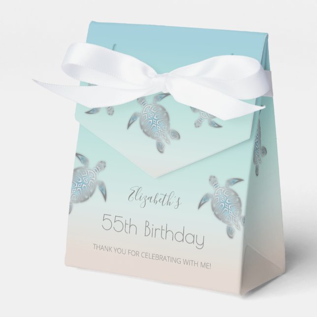 Silver Sea Turtles Custom Birthday Thank You Presentaskar (Framsidan Sidan)