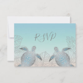 Silver Sea Turtles Turquise Beach Wedding OSA Kort