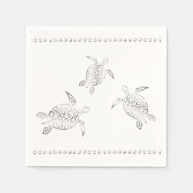 Silver Sea Turtles White Coastal Pappersservett (Framsidan)