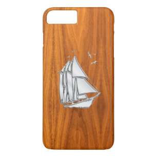 Silver Segelbåt på Teak Veneer Decor
