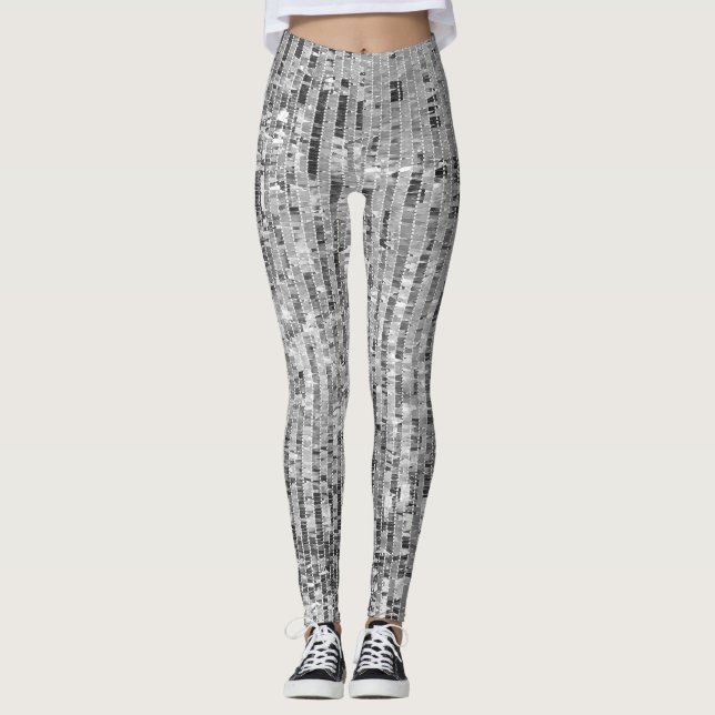 Silver-sekvenser, glamorös, sömlös bakgrund. leggings (Framsida)