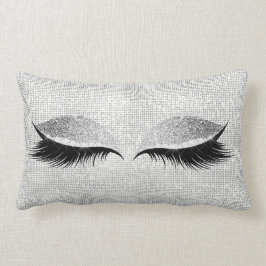 Silver Sequin Glitter Black Glam Makeup Lash Lumbarkudde