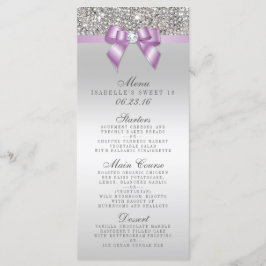 Silver Sequin Lilac Bow Sweet 16 Menu Meny