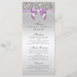 Silver Sequin Lilac Bow Sweet 16 Menu Meny
