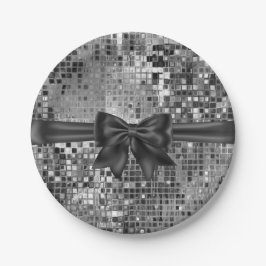 Silver Sequin och Black Bow Party Tallrikar