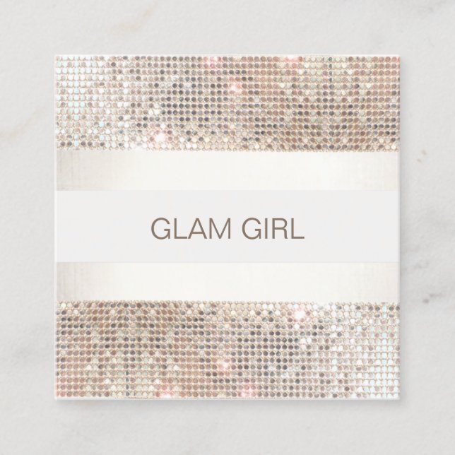 Silver Sequin Rand Makeup Artist Fyrkantigt Visitkort (Framsida)