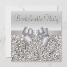 Silver Sequins, Bow & Diamond Bachelorette Party Inbjudningar