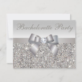 Silver Sequins, Bow & Diamond Bachelorette, tryckt Inbjudningar