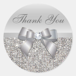 Silver Sequins Bow Tack Stickers Runt Klistermärke