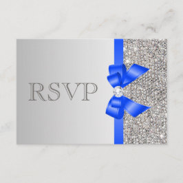 Silver Sequins Diamond Royal Blue Bow Bröllop OSA Kort