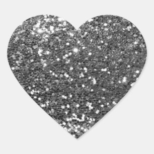 Silver Sequins Glitz Heart Shape Kuvert Seals Hjärtformat Klistermärke