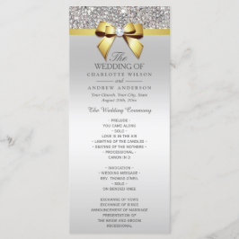Silver Sequins Guld Diamond Bow Bröllopsprogram Program