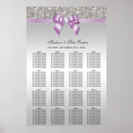 Silver Sequins Lilac Bow Bröllop Sittdiagram Poster
