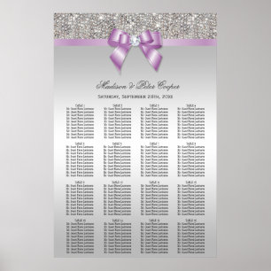 Silver Sequins Lilac Bow Bröllop Sittdiagram Poster