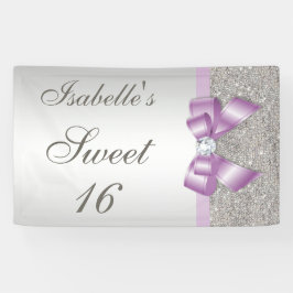 Silver Sequins Lilac Faux Bow Sweet 16