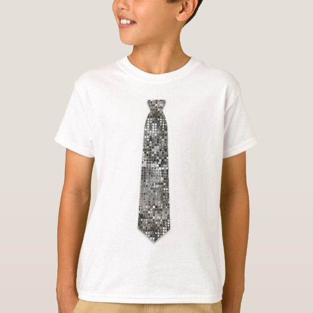 Silver Sequins ser fake Tie T-Shirt (Framsida)