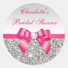 Silver Sequins Shock rosa Bow Diamond Möhippa Runt Klistermärke