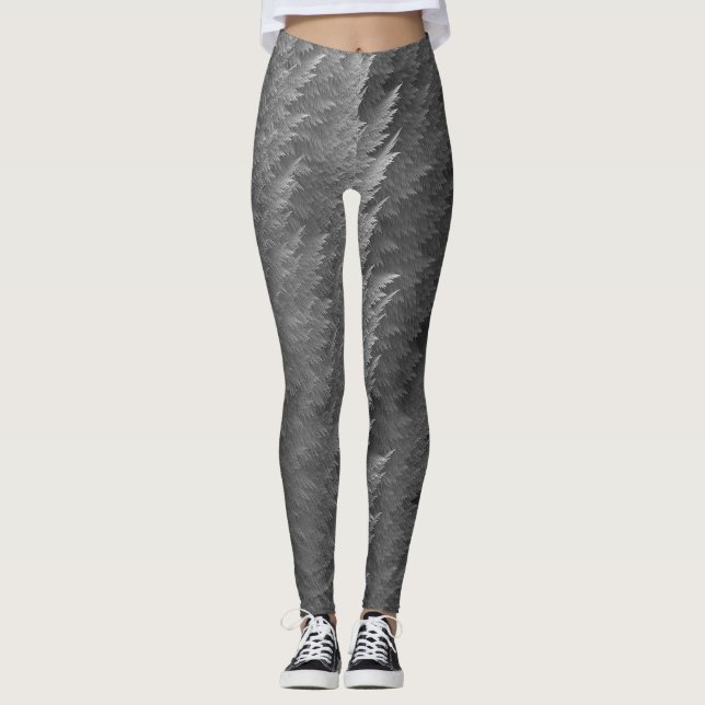 Silver Shimmer Feather Tartan Leggings (Framsida)