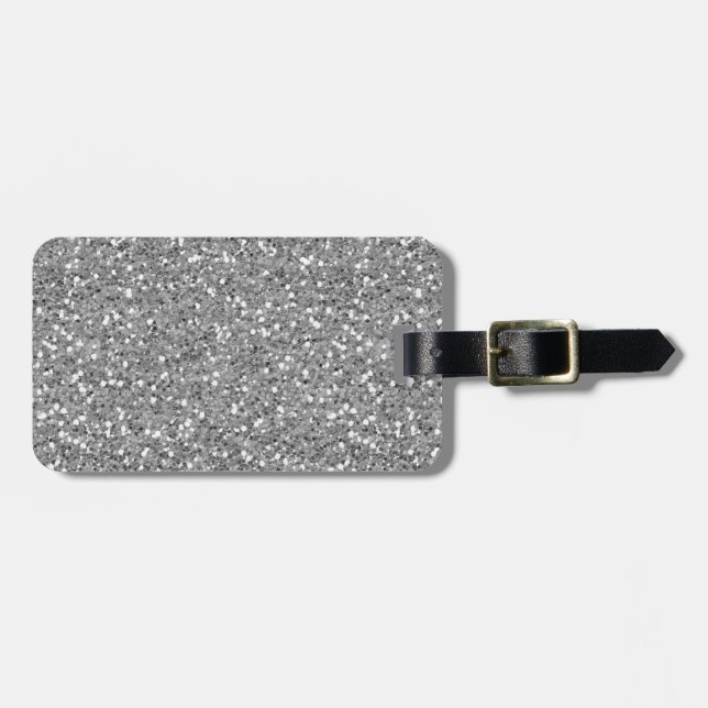 Silver Shimmer Glitter Bagagebricka (Horisontell Framsida)
