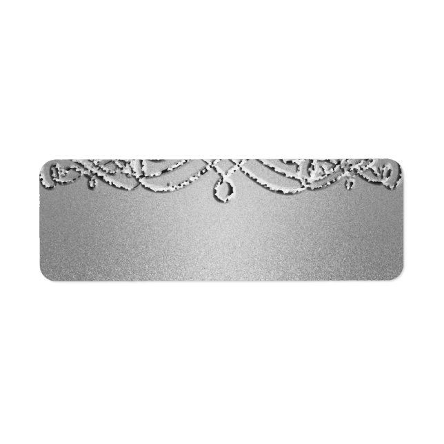 Silver Shimmer Glitter-mallbakgrund Returadress Etikett (Framsidan)