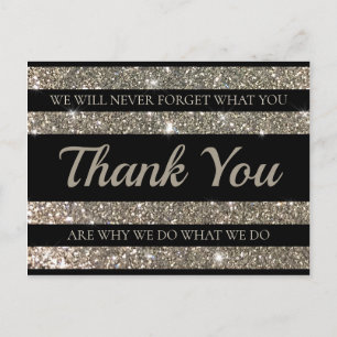 Silver Shimmer Rand Customer Gratitude-vykort Vykort