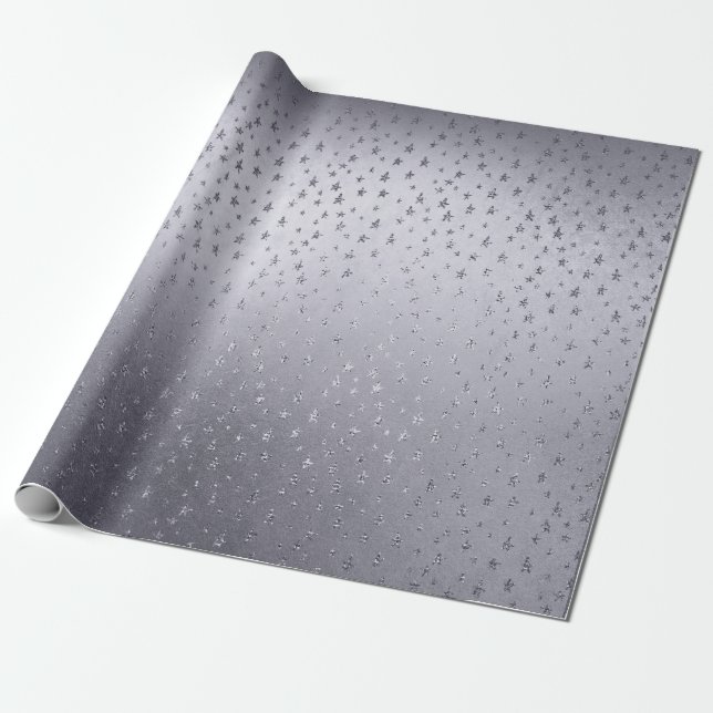 Silver Shiny Small Stars Confetti Vip Presentpapper (Utrullad)