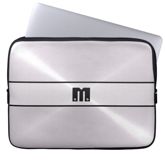 Silver Shiny Stainless Steel Metall Laptop Sleeve (Framsidan)