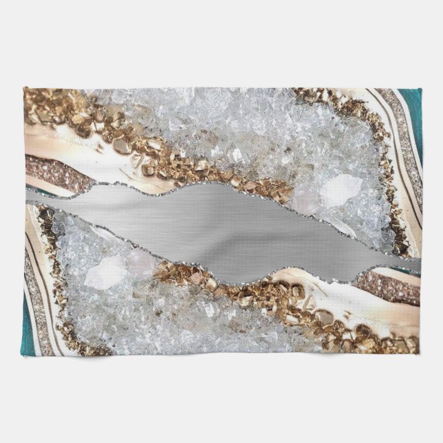 Silver Shiny Stone Glitter Kökshandduk (Horisontell)