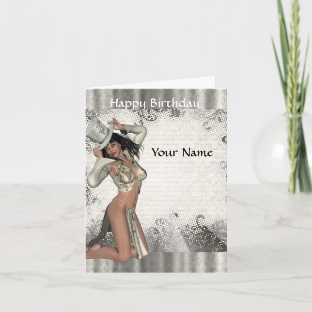 Silver showgirl-födelsedag kort (Framsida)