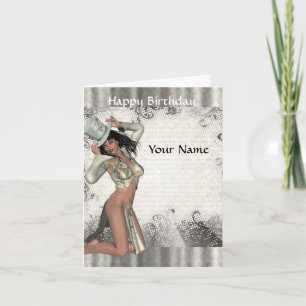Silver showgirl-födelsedag kort