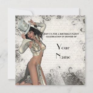 Silver showgirl födelsedagsfest inbjudningar