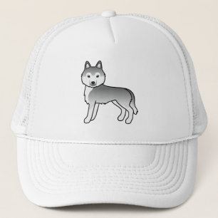 Silver Siberian Husky Cute Cartoon Dog Keps