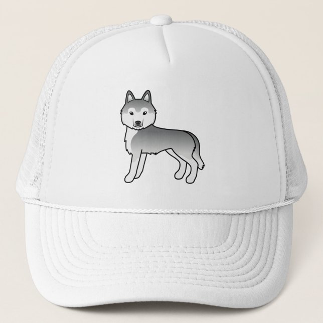 Silver Siberian Husky Cute Cartoon Dog Keps (Framsida)