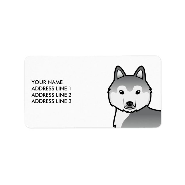 Silver Siberian Husky Hund & Anpassad Text Etikett Adressetikett (Framsidan)