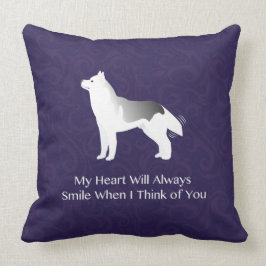 Silver Siberian husky Hund tänker på dig Kudde