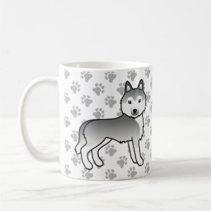 Silver Siberian Husky Serieteckning Hund & Klor Kaffemugg