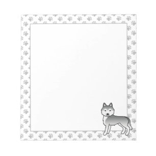 Silver Siberian Husky Söt Tecknad Hund Anteckningsblock